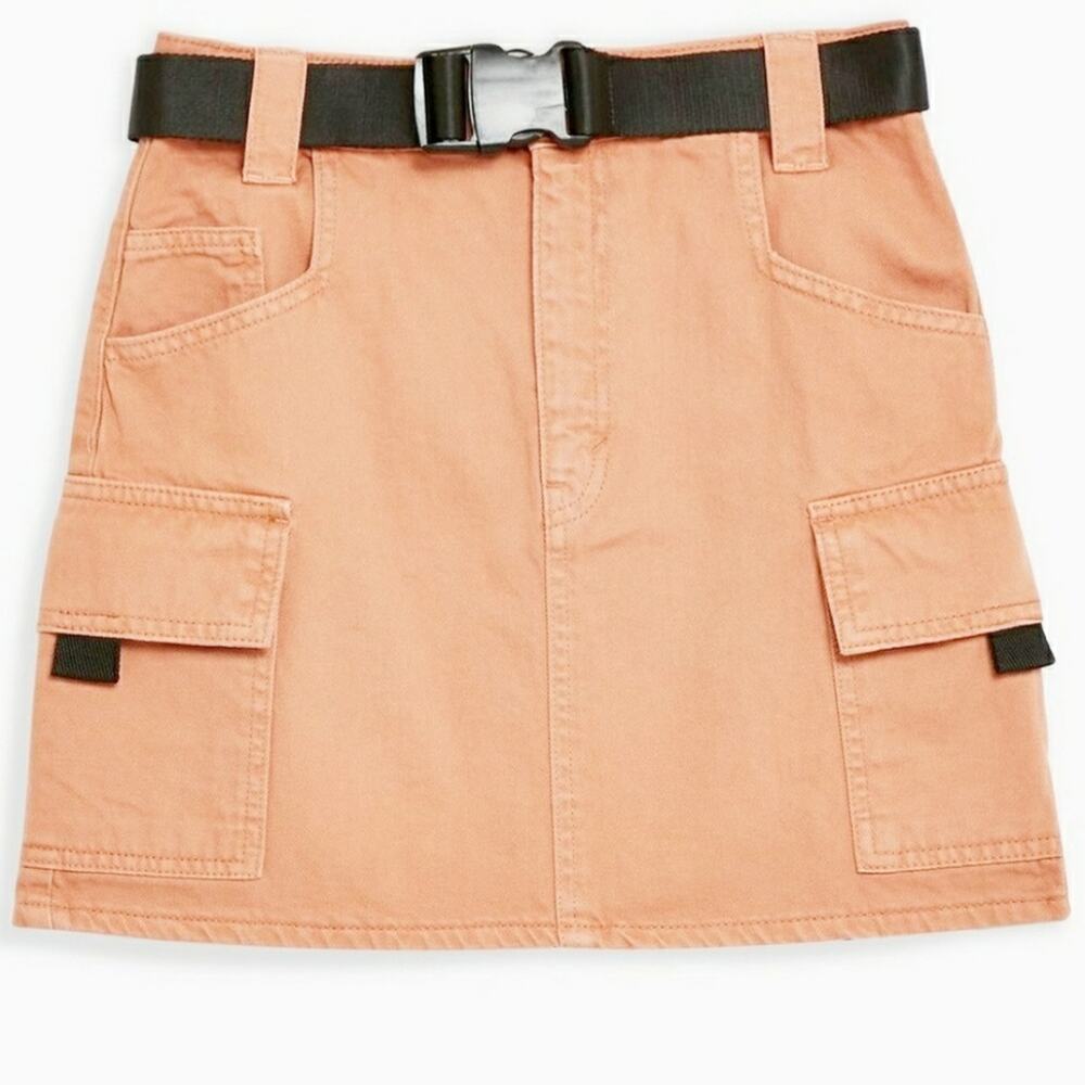 Topshop New With Tags Terracotta Cargo Short Skirt Size 12 With Belt - Picture 7 of 7